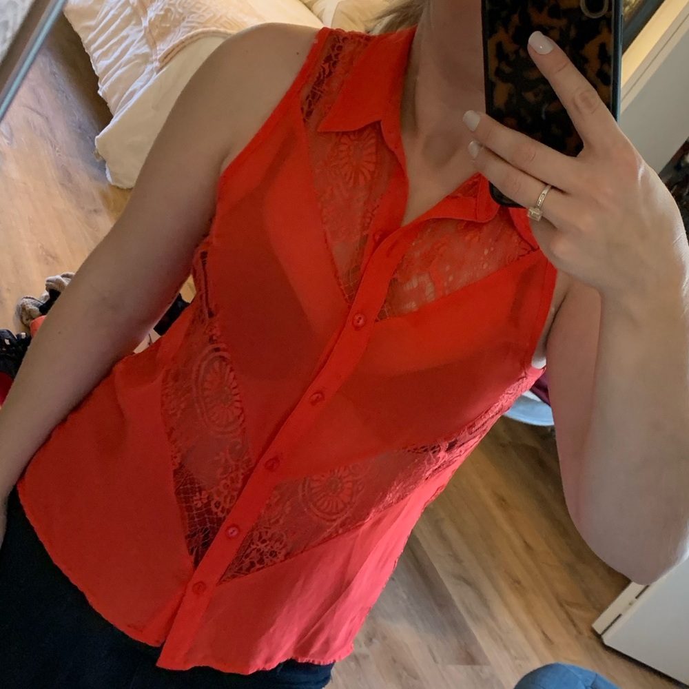 Lace Button Up